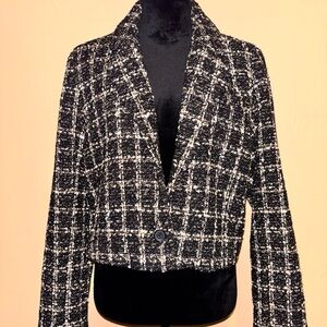Abercrombie & Fitch Black and White Checkered Blazer